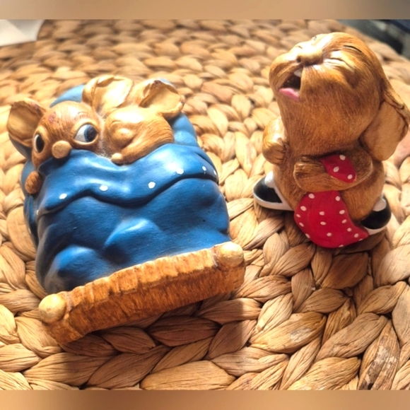 Vintage "Barney" Rabbit And "Twins" Pendelfin Hand Painted Stonecraft England UK - Picture 1 of 6